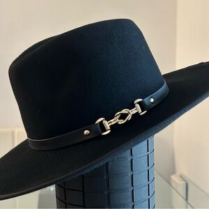 100% Wool Fedora with Gold Buckle Accents